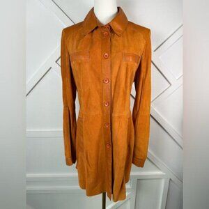 Vintage Debra C Beverly Hills Orange Perforated Leather Jacket Italian Sz 44 (M)